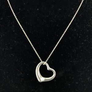Authentic Tiffany & Co Elsa Peretti Sterling Silver Open Heart Necklace